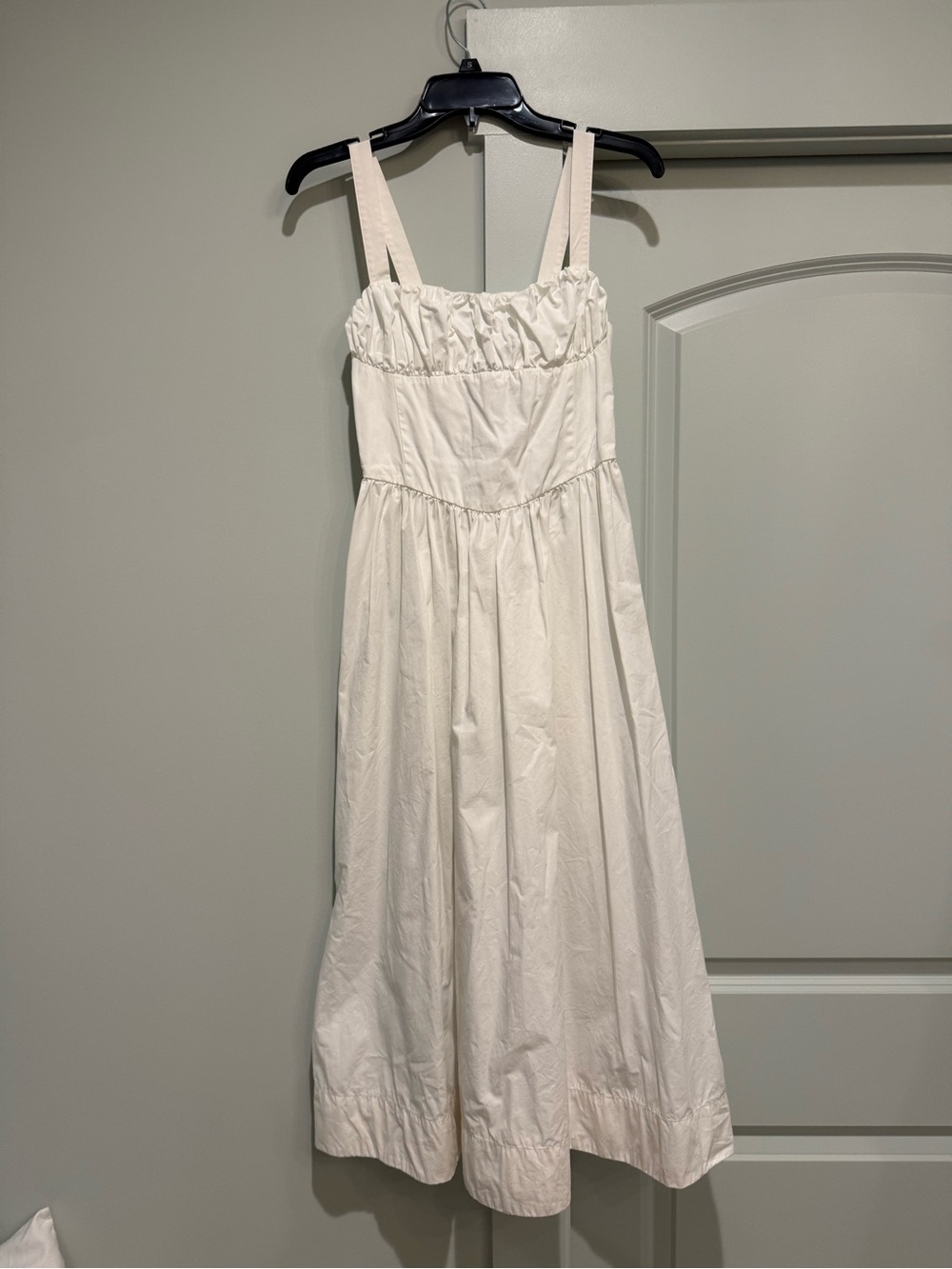 Anthropologie Cream Ruffled Bodice Midi Corset Dress Size Small
